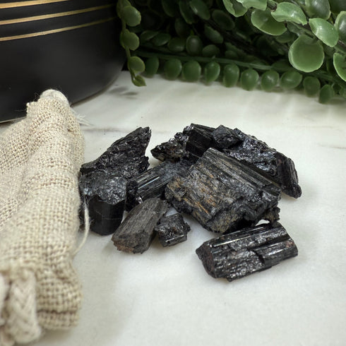 Small Bag of Black Tourmaline Crystals